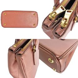 PRADA handbag shoulder bag leather metallic pink gold ladies s0143f