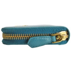 PRADA wallet/coin case leather blue gold women's s0159a