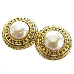 CHANEL Earrings Metal Faux Pearl Gold Off-White Women's s0223g