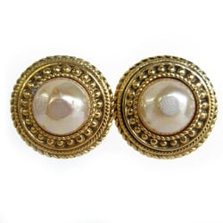 CHANEL Earrings Metal Faux Pearl Gold Off-White Women's s0223g