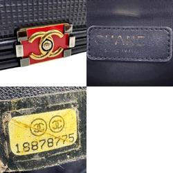 CHANEL Shoulder Bag Boy Chanel Leather Navy Women's z2405