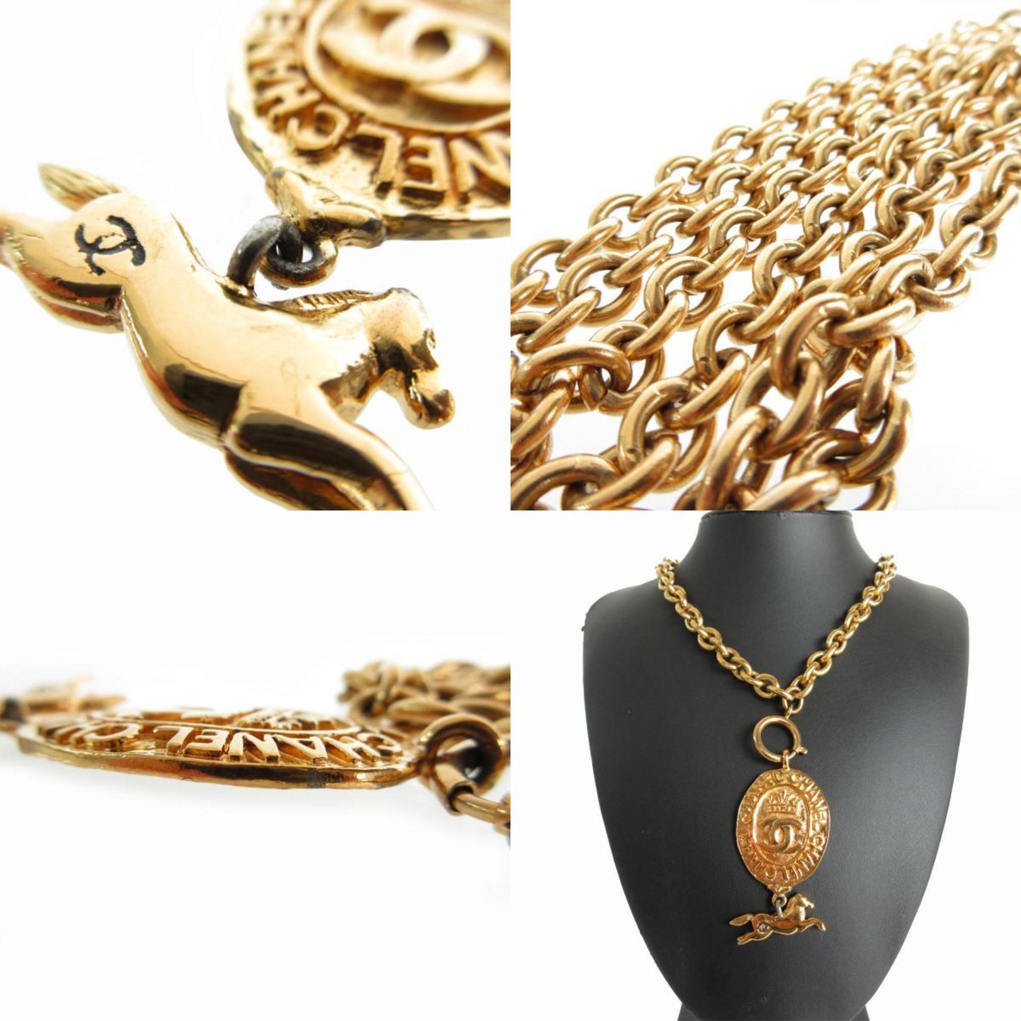 CHANEL Coco Mark Metal Gold Necklace for Women s0079j