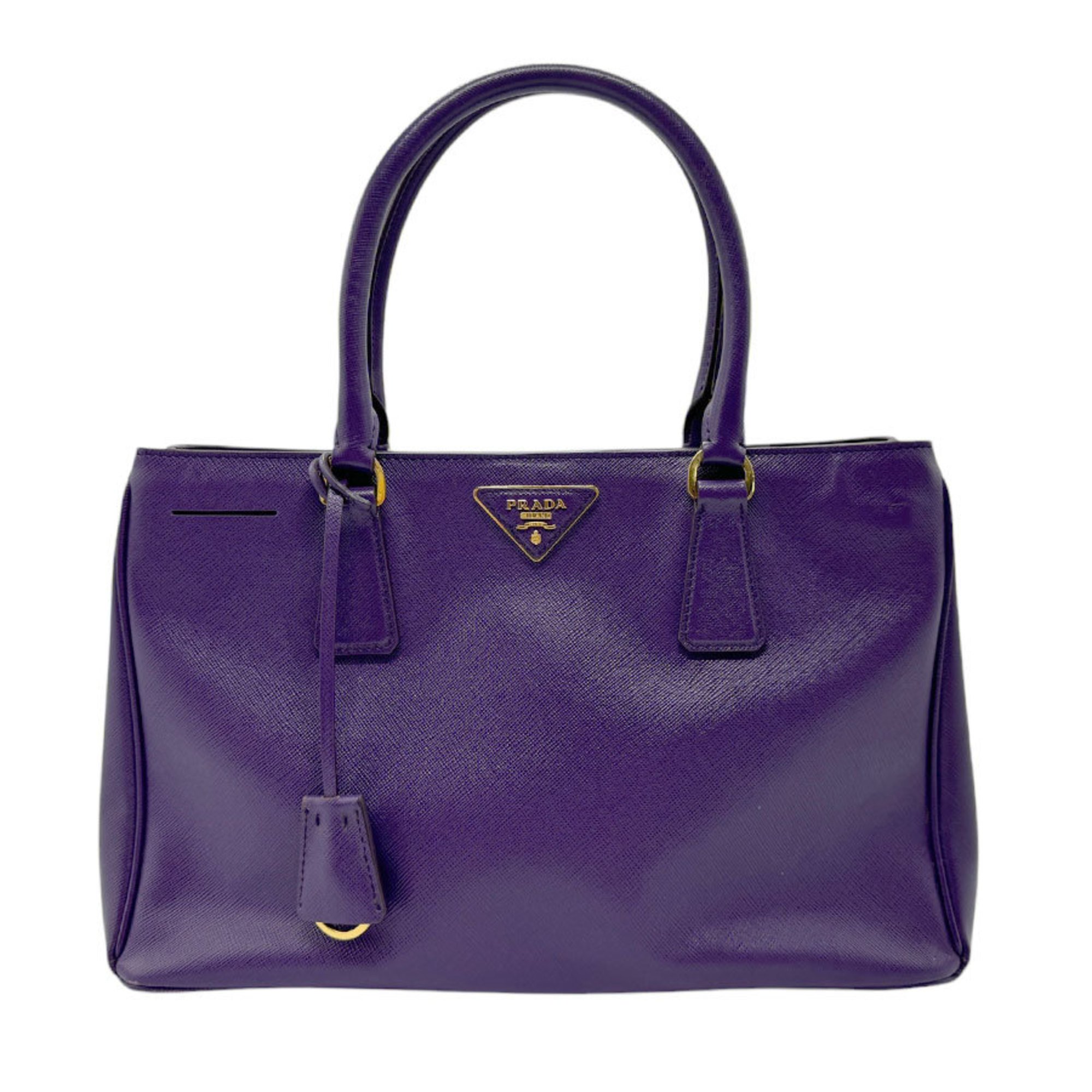 PRADA handbag shoulder bag leather purple gold ladies z2396