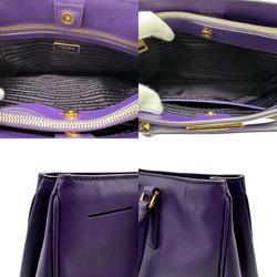 PRADA handbag shoulder bag leather purple gold ladies z2396