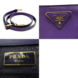 PRADA handbag shoulder bag leather purple gold ladies z2396