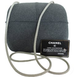 CHANEL Shoulder Bag Hip Wool Metal Grey Women's s0270f