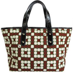 BALLY handbag tote bag canvas patent leather brown off-white black ladies 443497 s0034a