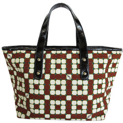 BALLY handbag tote bag canvas patent leather brown off-white black ladies 443497 s0034a