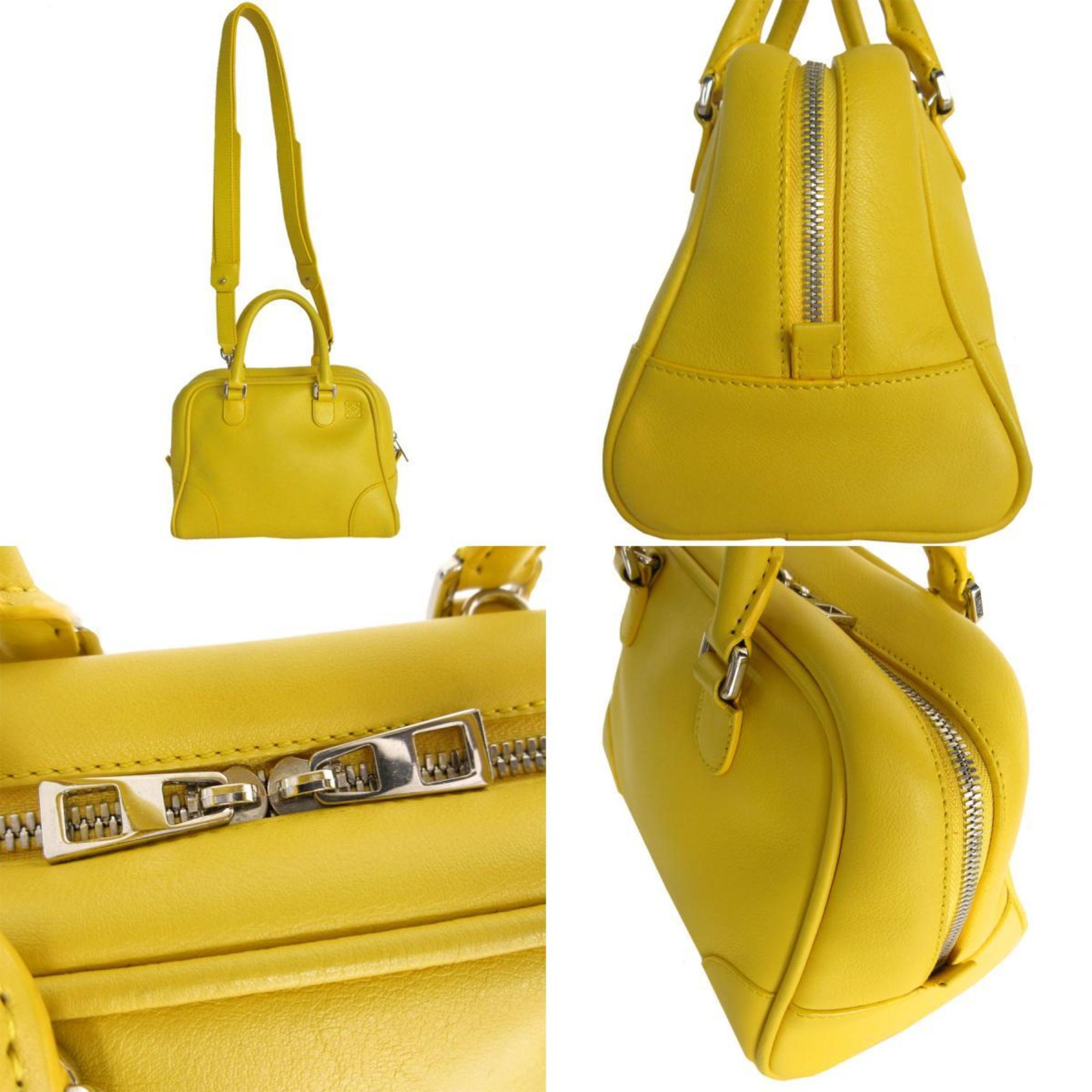 LOEWE handbag shoulder bag Amazona 75 small leather yellow silver ladies s0137a