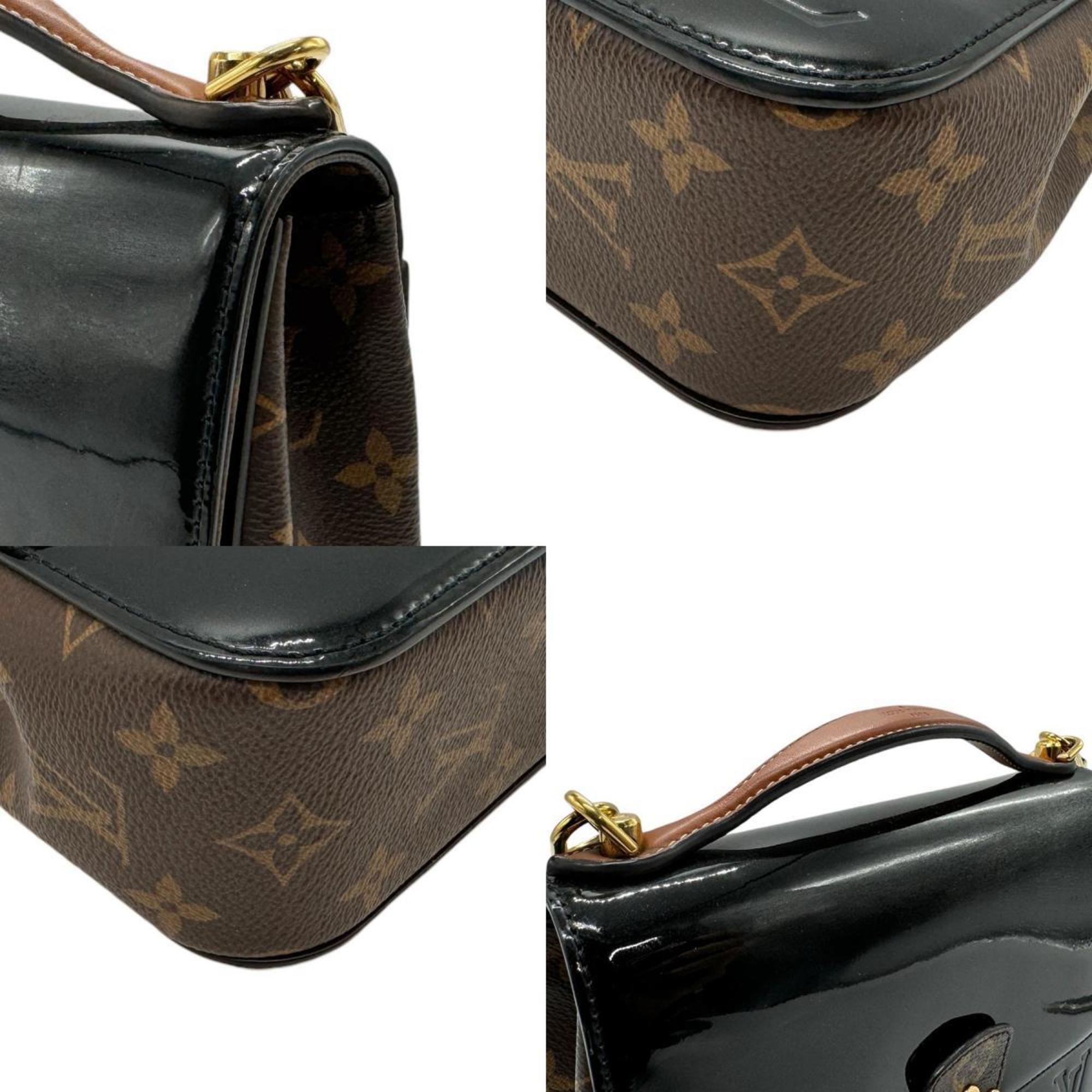 LOUIS VUITTON Handbag Shoulder Bag Cherrywood Patent Leather Monogram Canvas Black Brown Women's M51953 z2367