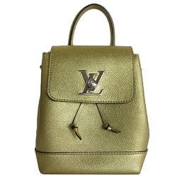 Louis Vuitton LOUIS VUITTON Backpack Lock Me Leather Gold Silver Women's M54575 s0141a