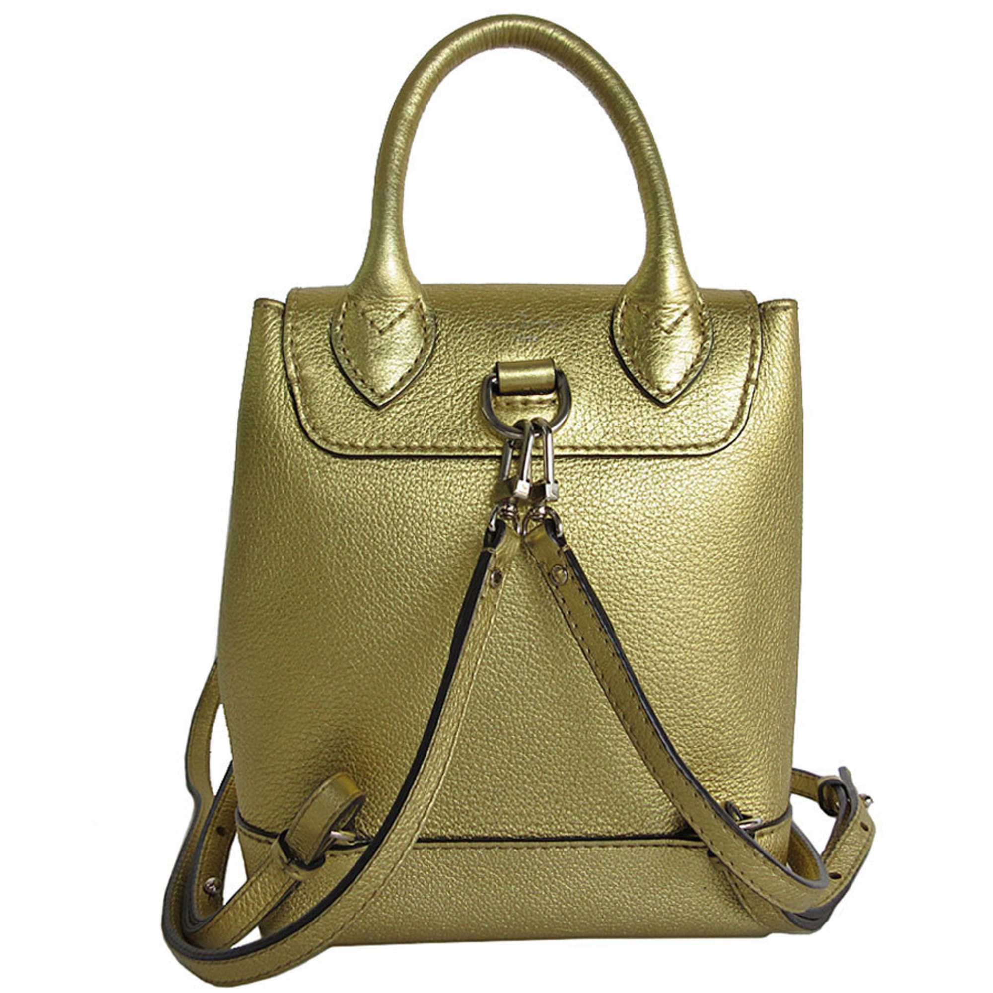 Louis Vuitton LOUIS VUITTON Backpack Lock Me Leather Gold Silver Women's M54575 s0141a