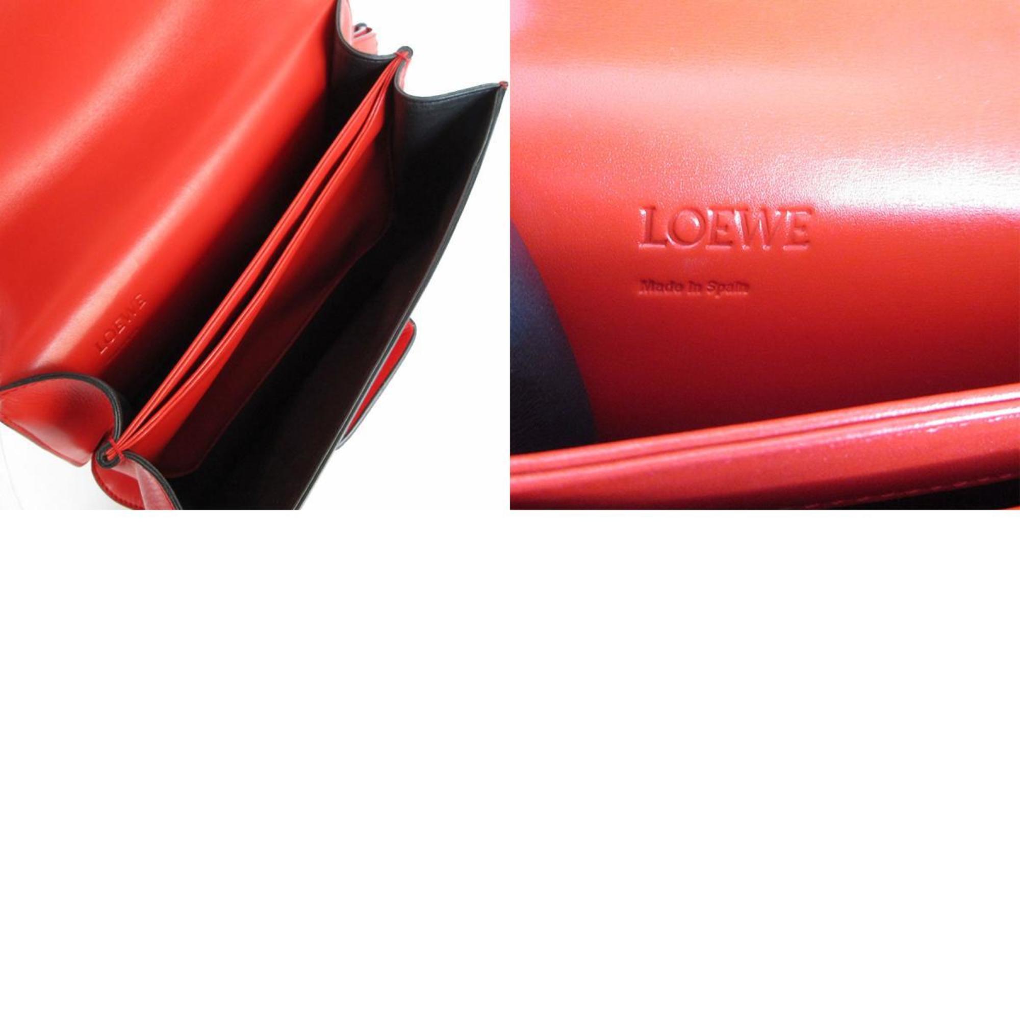 LOEWE shoulder bag Barcelona leather red gold ladies s0150a