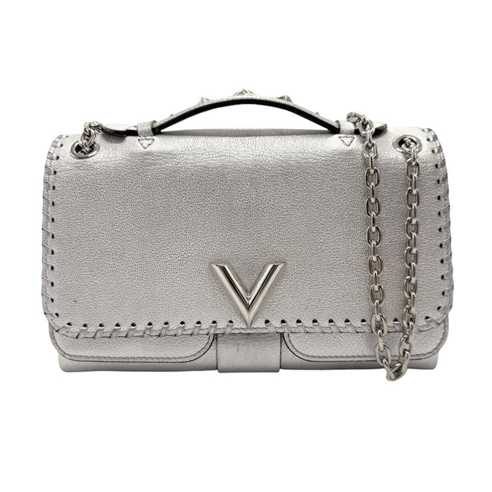 LOUIS VUITTON Handbag Shoulder Bag Valley Chain Leather Silver Women's M43201 z2351