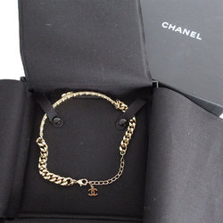 CHANEL choker necklace Coco mark metal rhinestone gold silver ladies s0128g