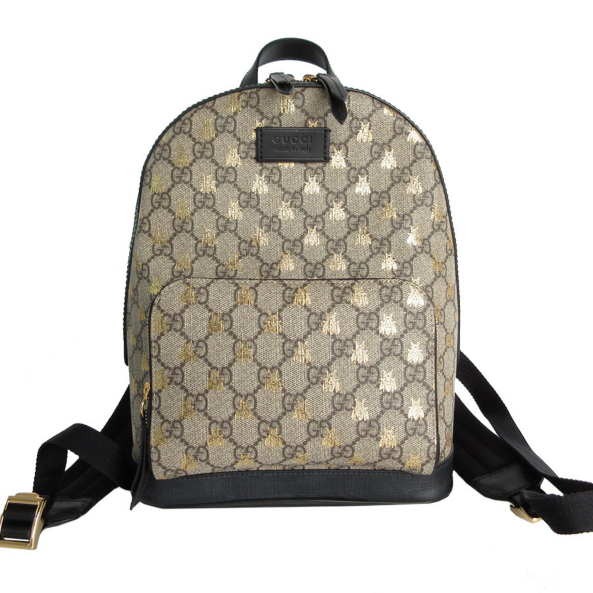 Gucci Backpack GG Supreme Bee Beige Brown Gold Black Women's 427042 s0124g