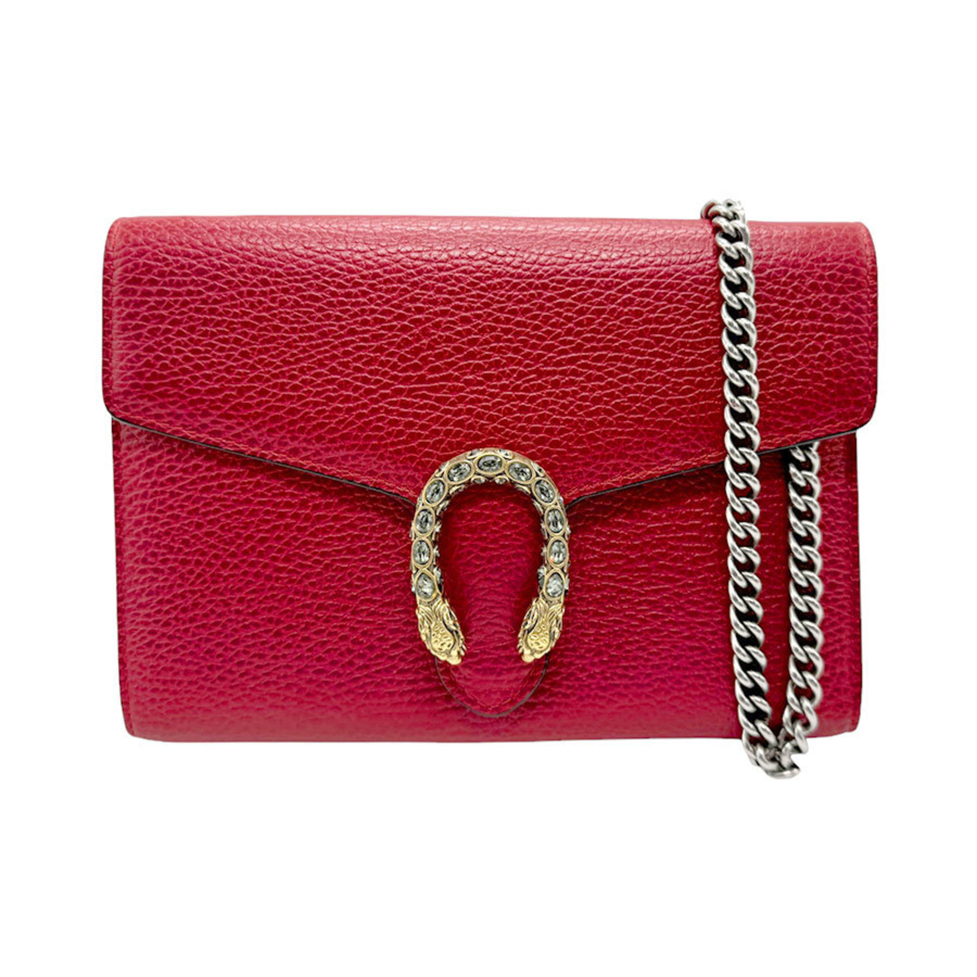 GUCCI Wallet Chain Shoulder Bag Dionysus Leather Red Women's 401231 n0389