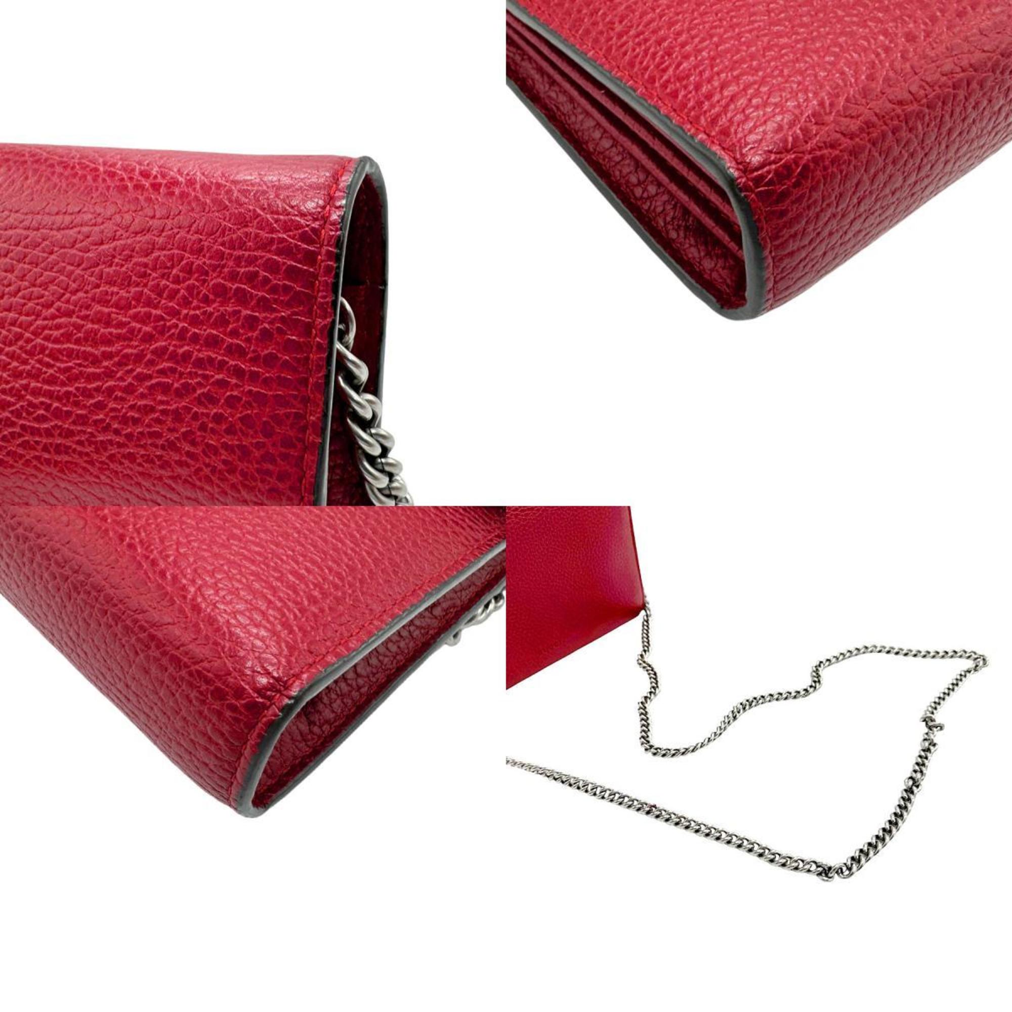 GUCCI Wallet Chain Shoulder Bag Dionysus Leather Red Women's 401231 n0389