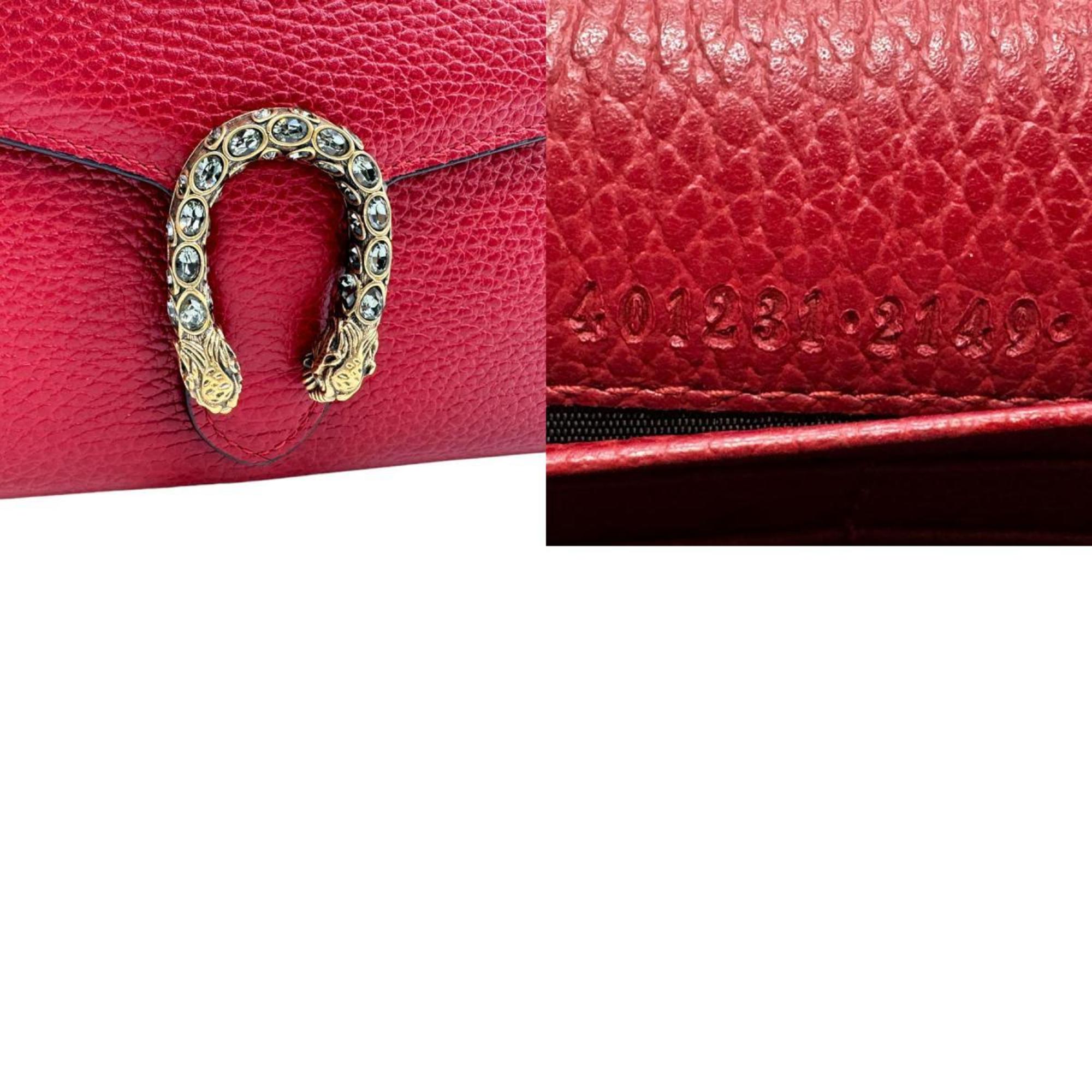 GUCCI Wallet Chain Shoulder Bag Dionysus Leather Red Women's 401231 n0389