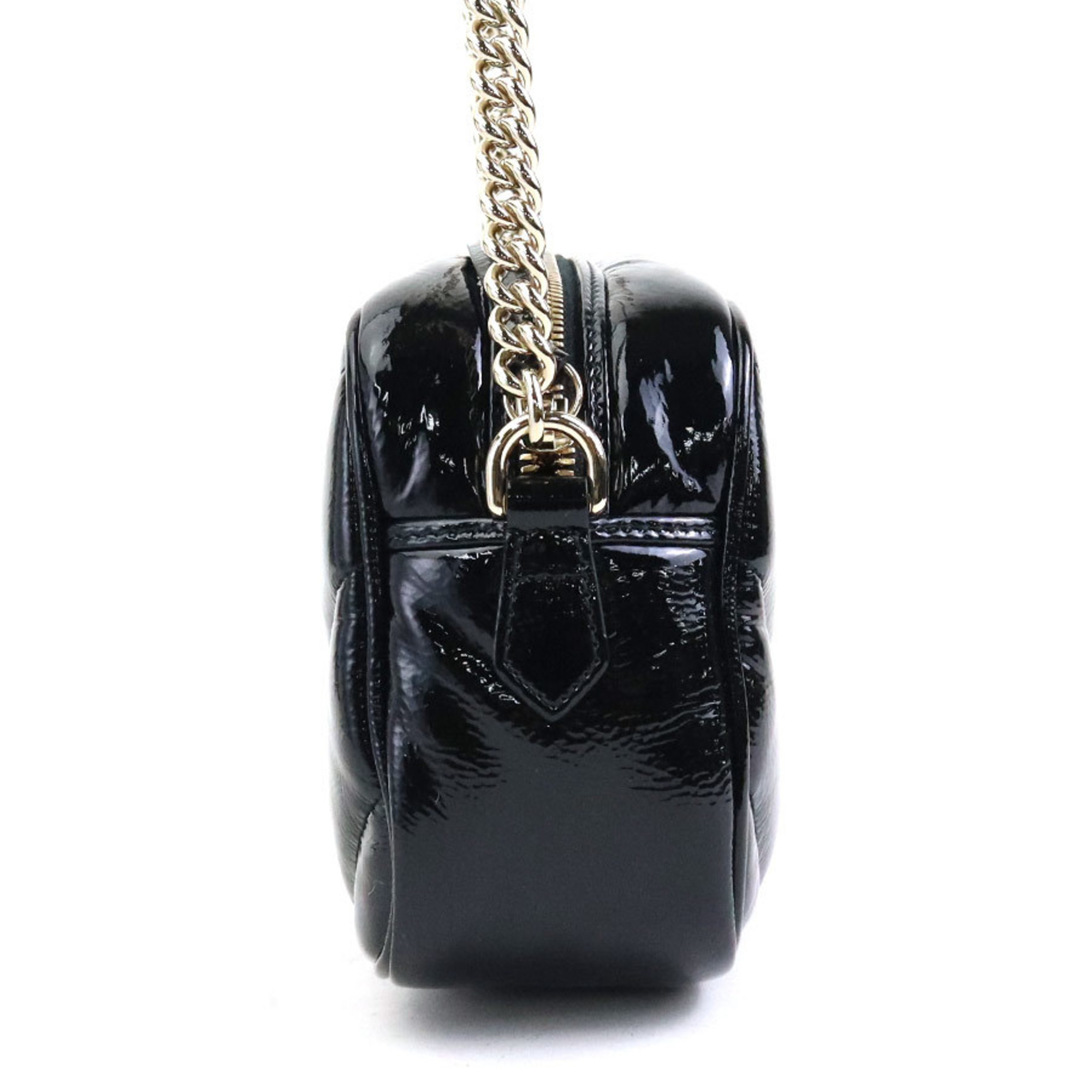 GUCCI GG Marmont Patent Leather Shoulder Bag Black Women's 802448 99967i