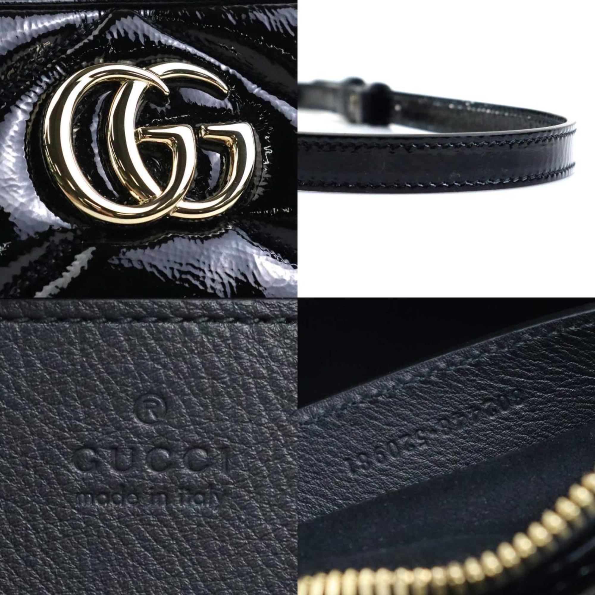 GUCCI GG Marmont Patent Leather Shoulder Bag Black Women's 802448 99967i