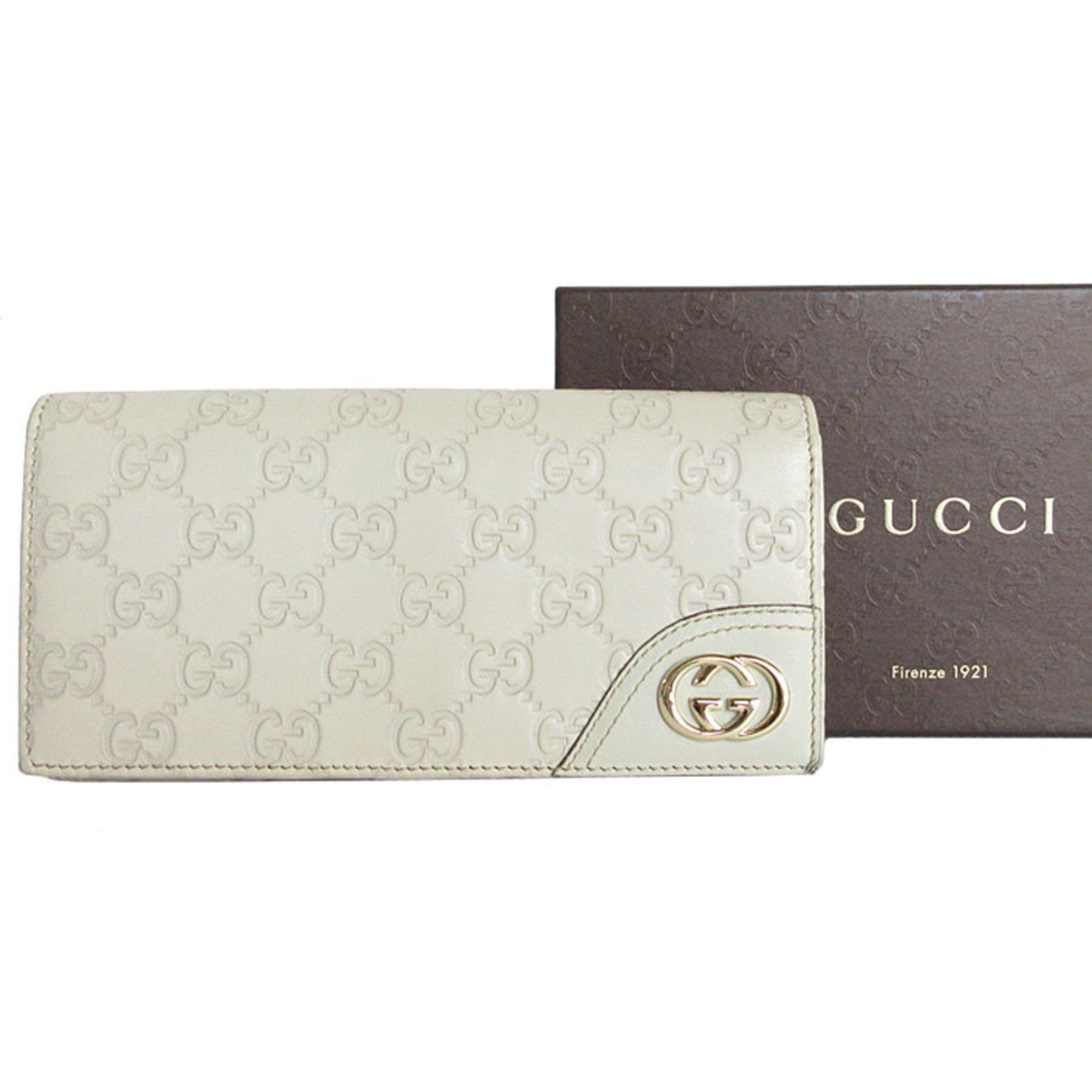 GUCCI Bi-fold long wallet Guccissima leather ivory light gold ladies 204836 s0212f