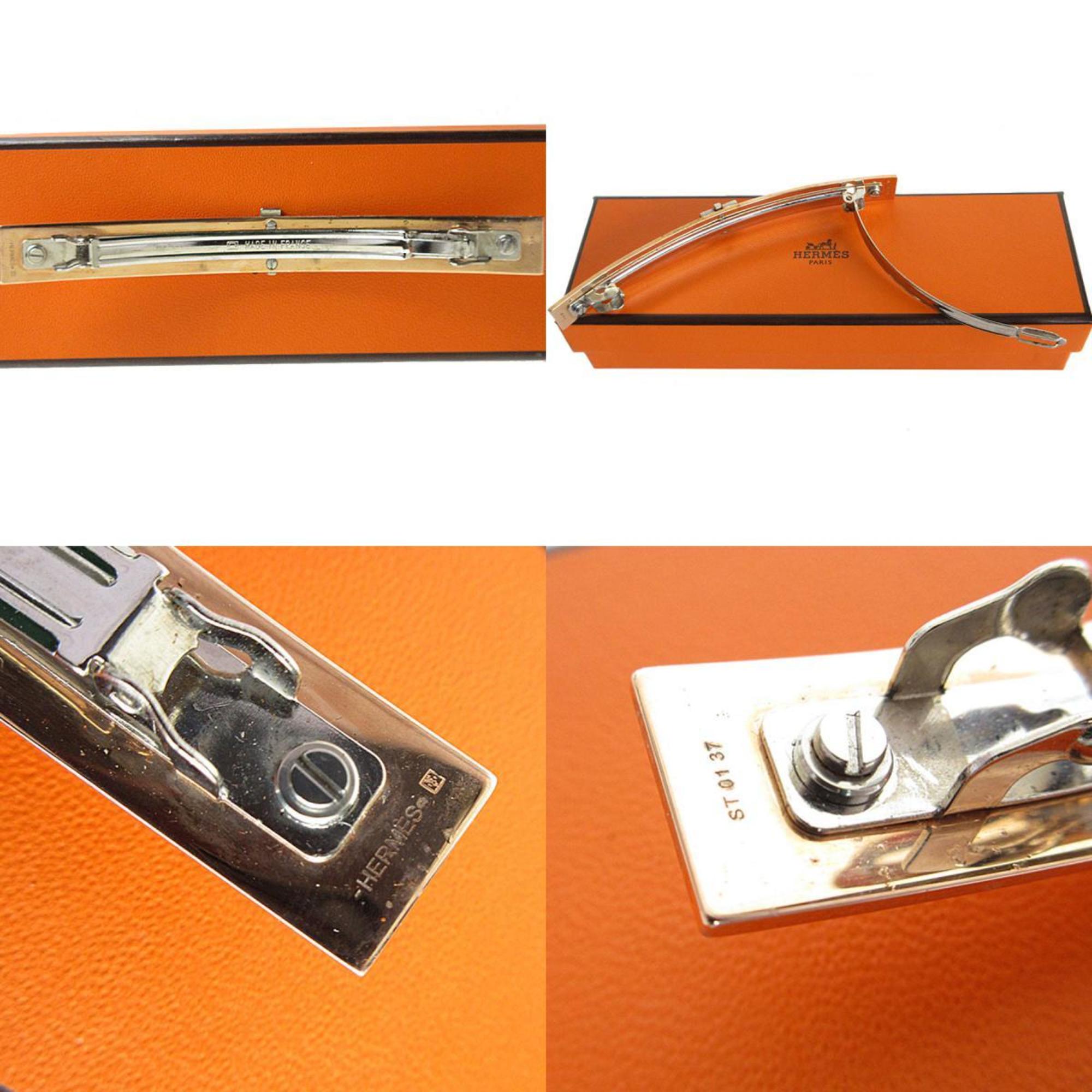 Hermes HERMES Barrette Metal Enamel Pink Gold Silver Black Women's s0157i