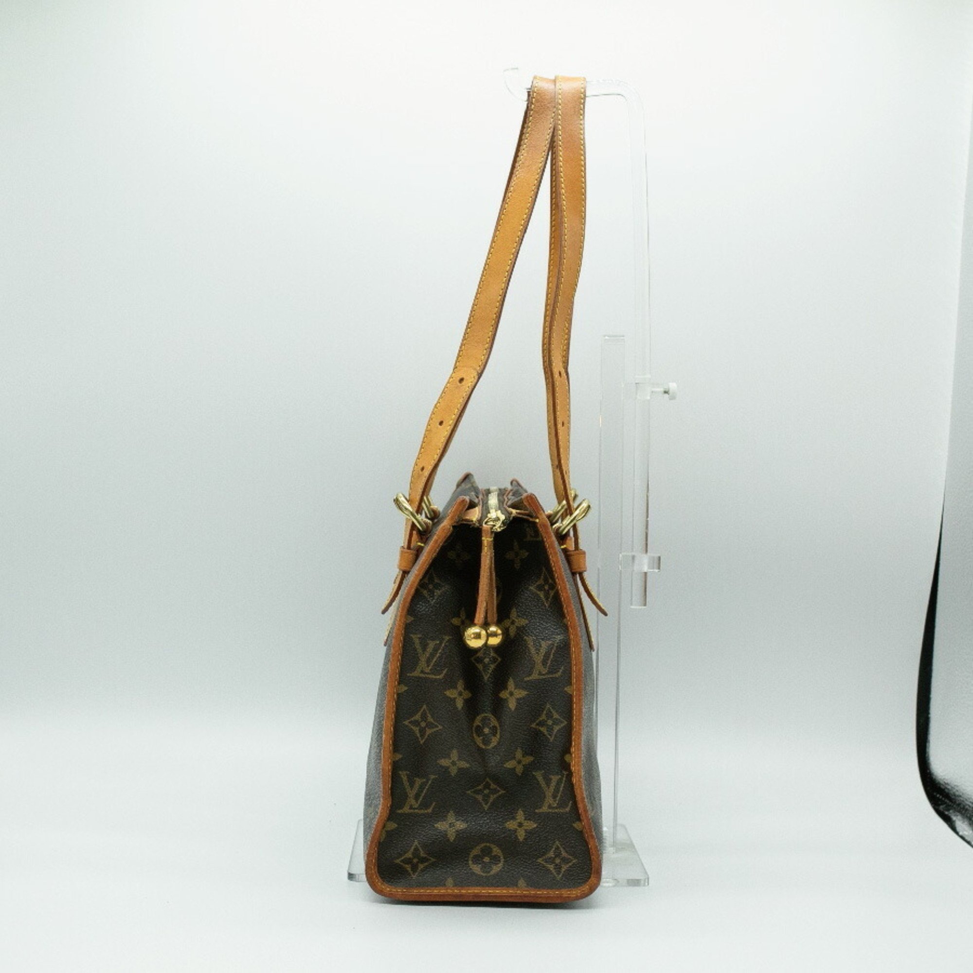 LOUIS VUITTON Shoulder Bag Monogram Popincourt Leather Brown Gold PD366