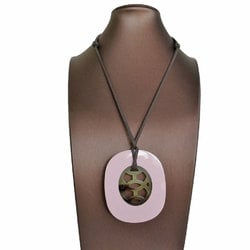 Hermes HERMES Necklace Lacquer Wood Buffalo Horn Pink Brown Women's s0255g