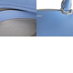 CARTIER handbag shoulder bag leather blue silver ladies s0207g