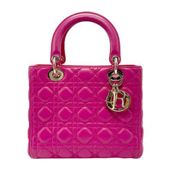 Christian Dior handbag shoulder bag Lady lambskin pink ladies z2373