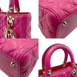 Christian Dior handbag shoulder bag Lady lambskin pink ladies z2373