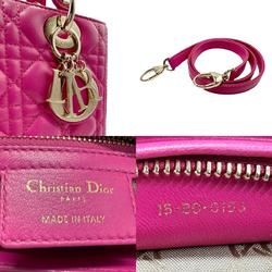 Christian Dior handbag shoulder bag Lady lambskin pink ladies z2373