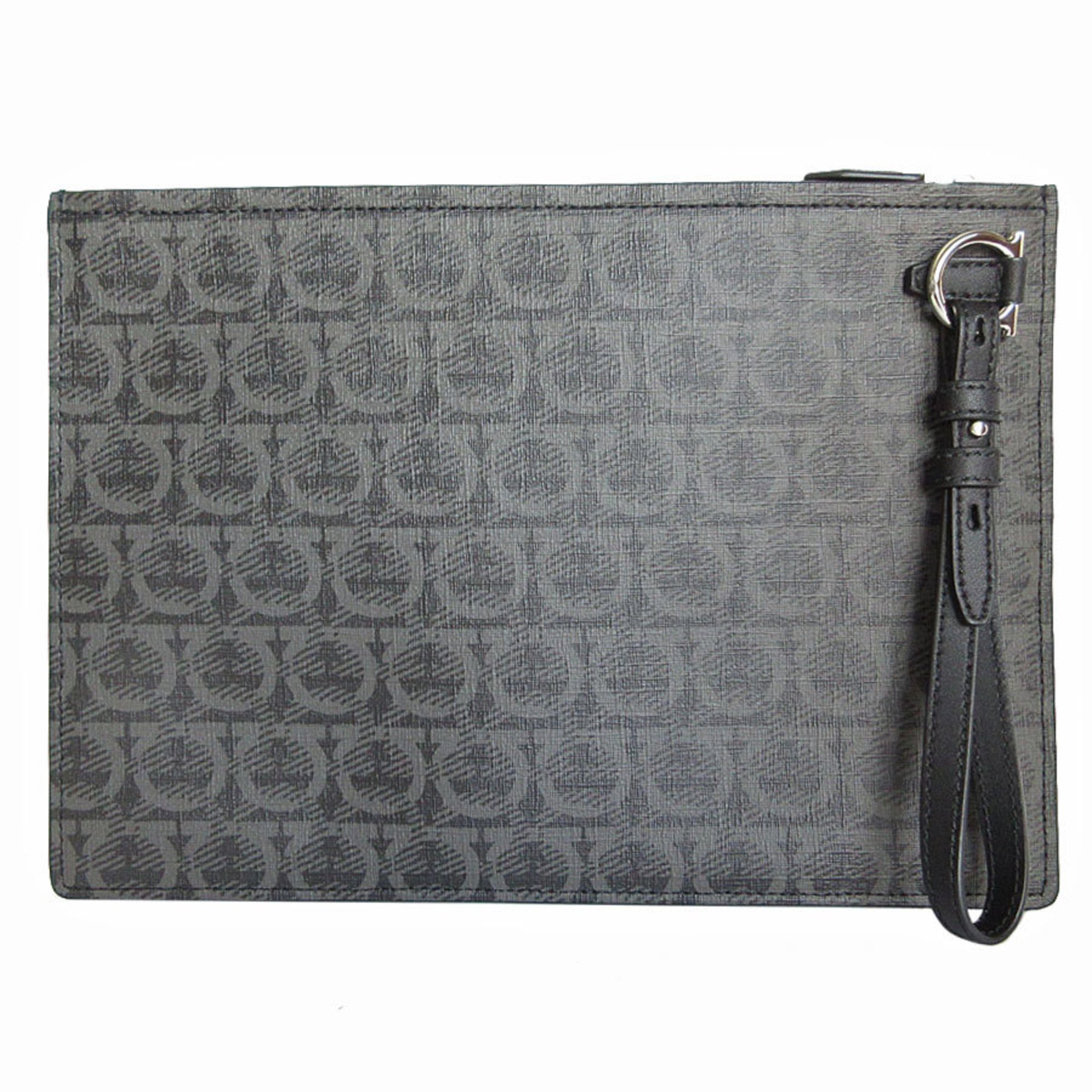 Salvatore Ferragamo Clutch Bag Gancini Dark Gray Silver Men's s0202a