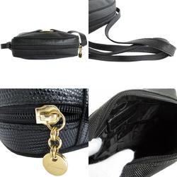 Salvatore Ferragamo Shoulder Bag Vara Embossed Leather Black Gold Women's s0198a