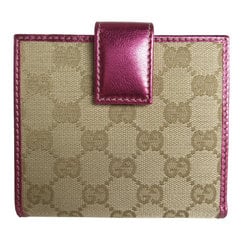 Gucci GUCCI Bi-fold wallet GG canvas leather beige metallic magenta women's 181594 s0133f