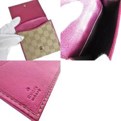 Gucci GUCCI Bi-fold wallet GG canvas leather beige metallic magenta women's 181594 s0133f