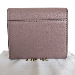 Christian Dior Tri-fold Wallet Leather Purple Beige Gold Women's s0071i