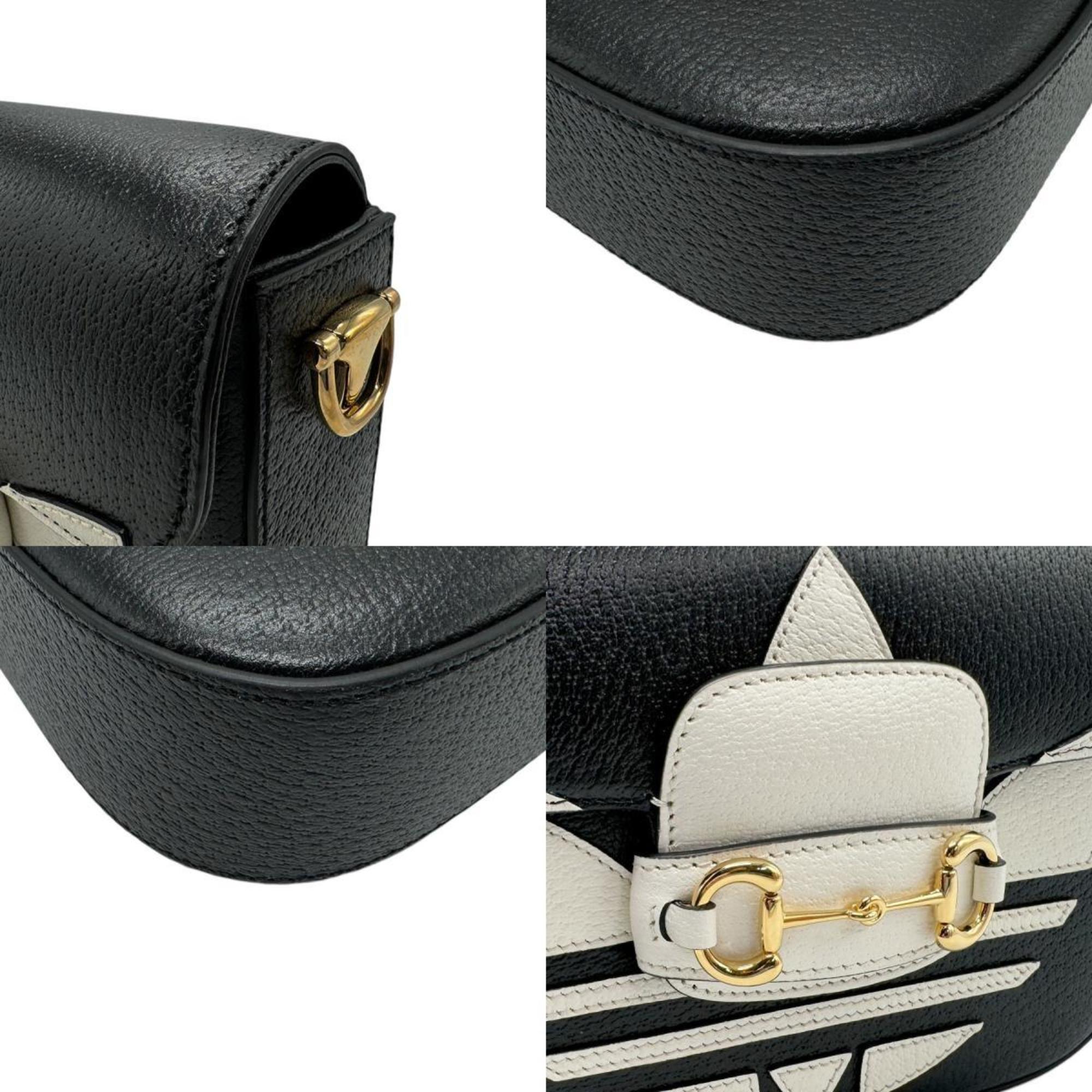 GUCCI shoulder bag x adidas leather black white gold men women 658574 n0385