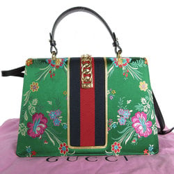 GUCCI Handbag Shoulder Bag Sylvie Satin Green Multicolor Gold Women's 431665 s0122a