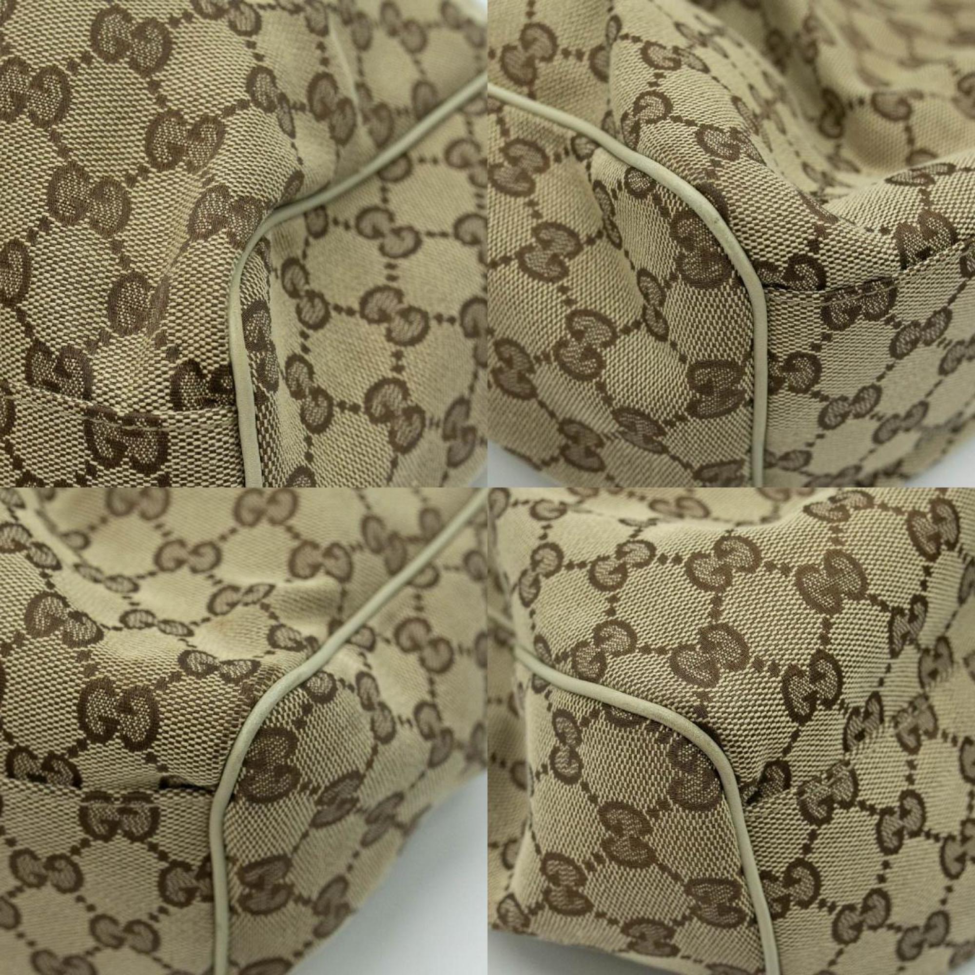 GUCCI Tote Bag Leather Beige Gold Men's Women's PD332