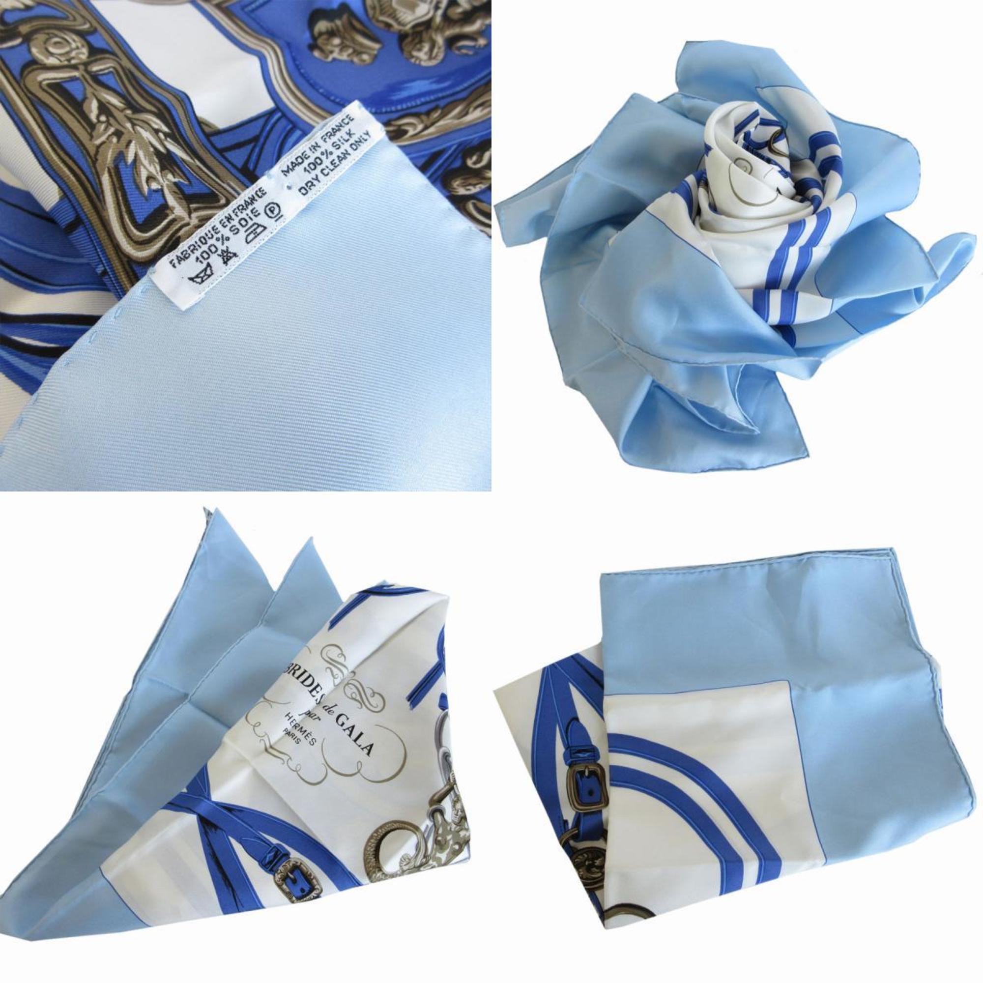 Hermes HERMES Scarf Muffler Carre 90 BRIDES de GALA Silk Blue White Women's s0247a