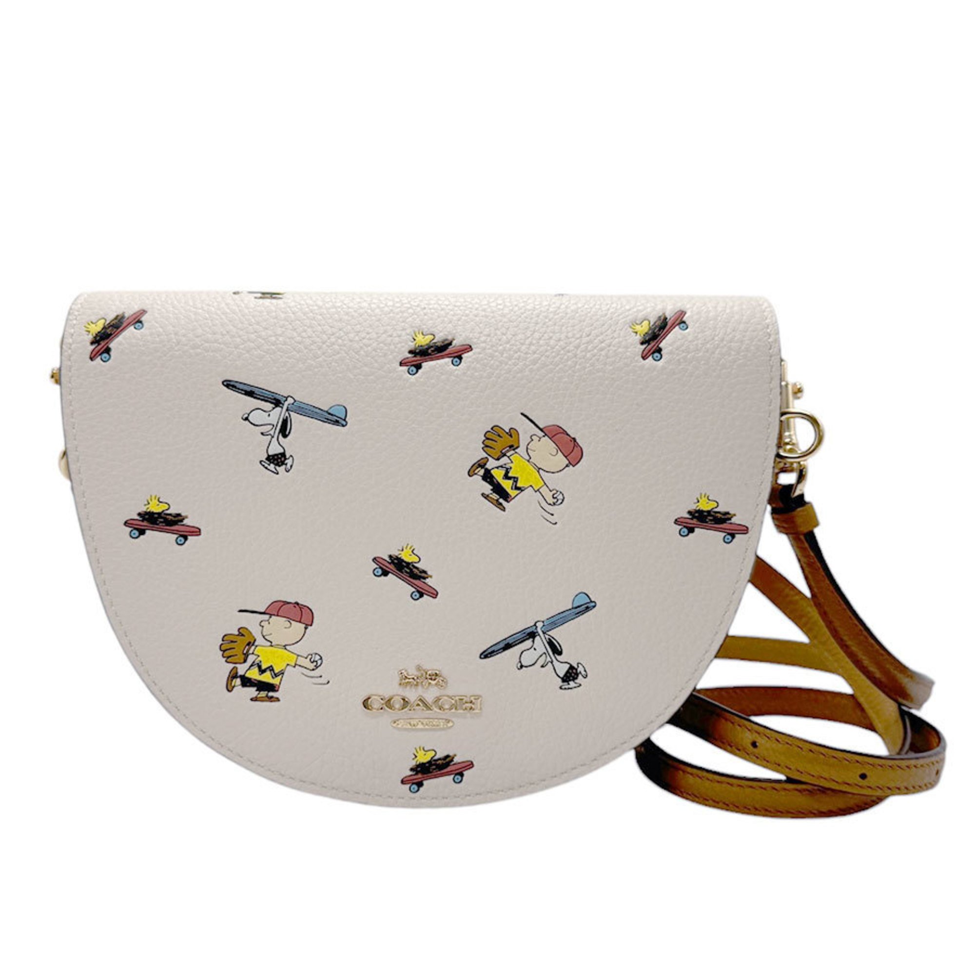 COACH shoulder bag, Peanuts collaboration, Snoopy, leather, ivory, women's, z2344