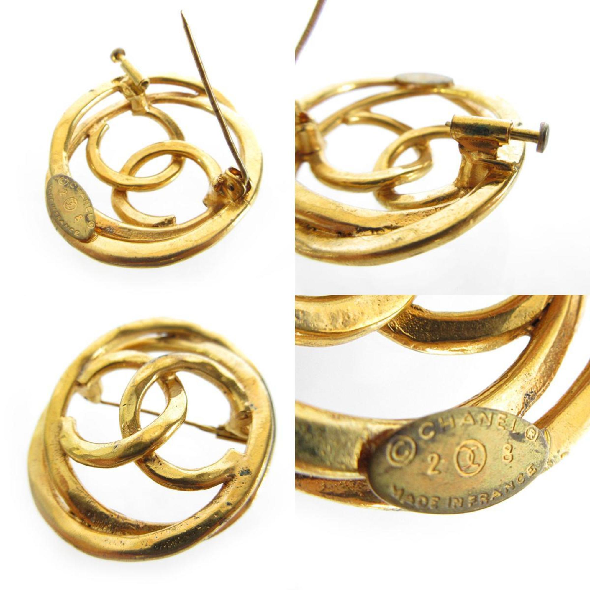 CHANEL Brooch Coco Mark Metal Gold Women's s0222i