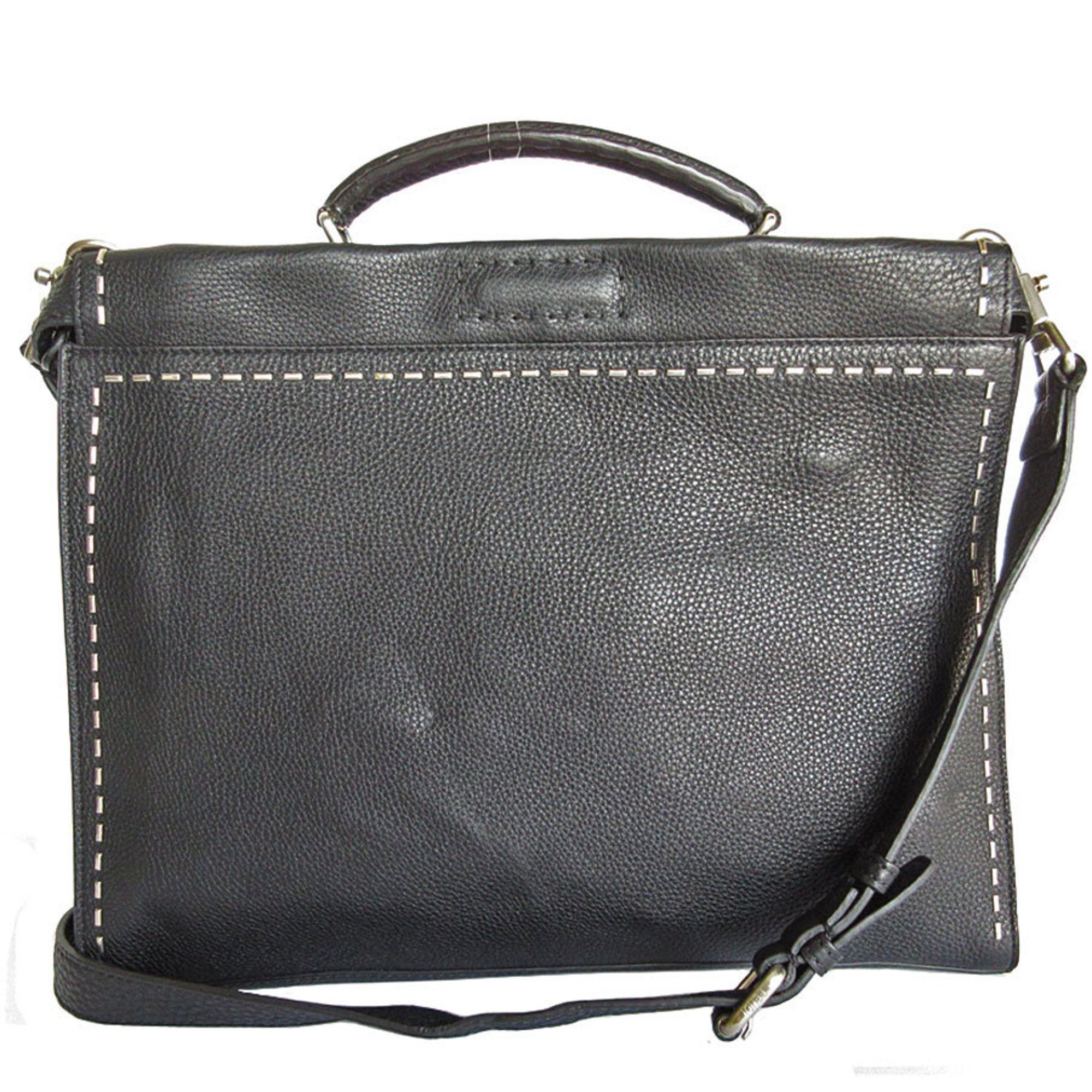 FENDI handbag shoulder bag Selleria Peekaboo Fit leather black silver men's s0196a