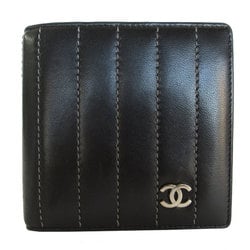 CHANEL Bi-fold Wallet Coco Mark Leather Black Silver Women's s0248k