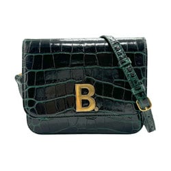 BALENCIAGA Shoulder Bag B Embossed Leather Green Women's 592898 z2377