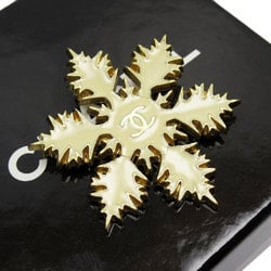 CHANEL Brooch Snowflake Coco Mark Metal Enamel Gold Off-White Women's w0759j