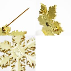 CHANEL Brooch Snowflake Coco Mark Metal Enamel Gold Off-White Women's w0759j