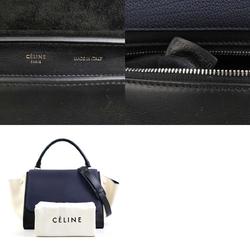 CELINE Handbag Shoulder Bag Trapeze Navy x Black Ivory Women's h30504g